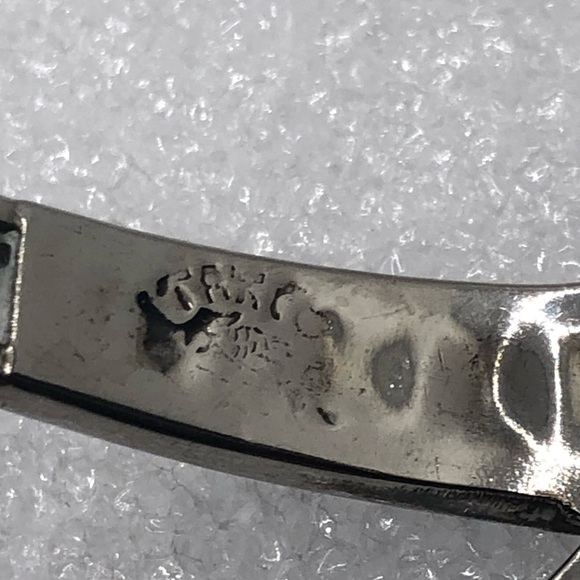 Vtg Taxco Sterling Blue Green Crushed Turquoise Pinch Bracelet 6.3” / 2” - Picture 4 of 6